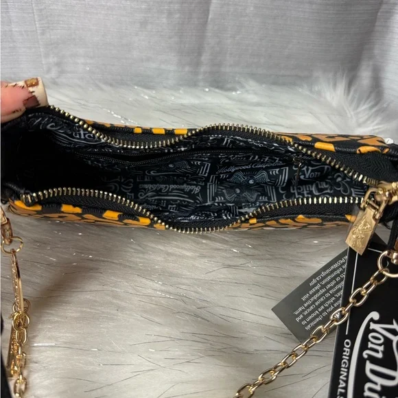 VON DUTCH orange cheetah leopard shoulder bag - Picture 3 of 8